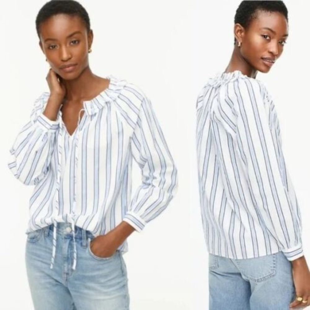 J. Crew | Tie-Front Ruffle Top - Picture 2 of 6